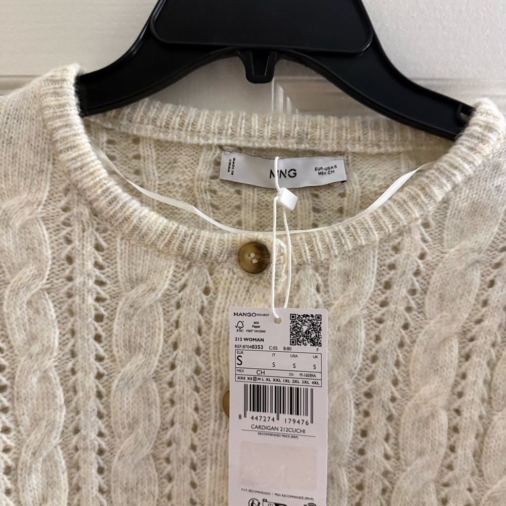 NWT Mango Knit Braided Cardigan with Lace Details - Picture 7 of 10